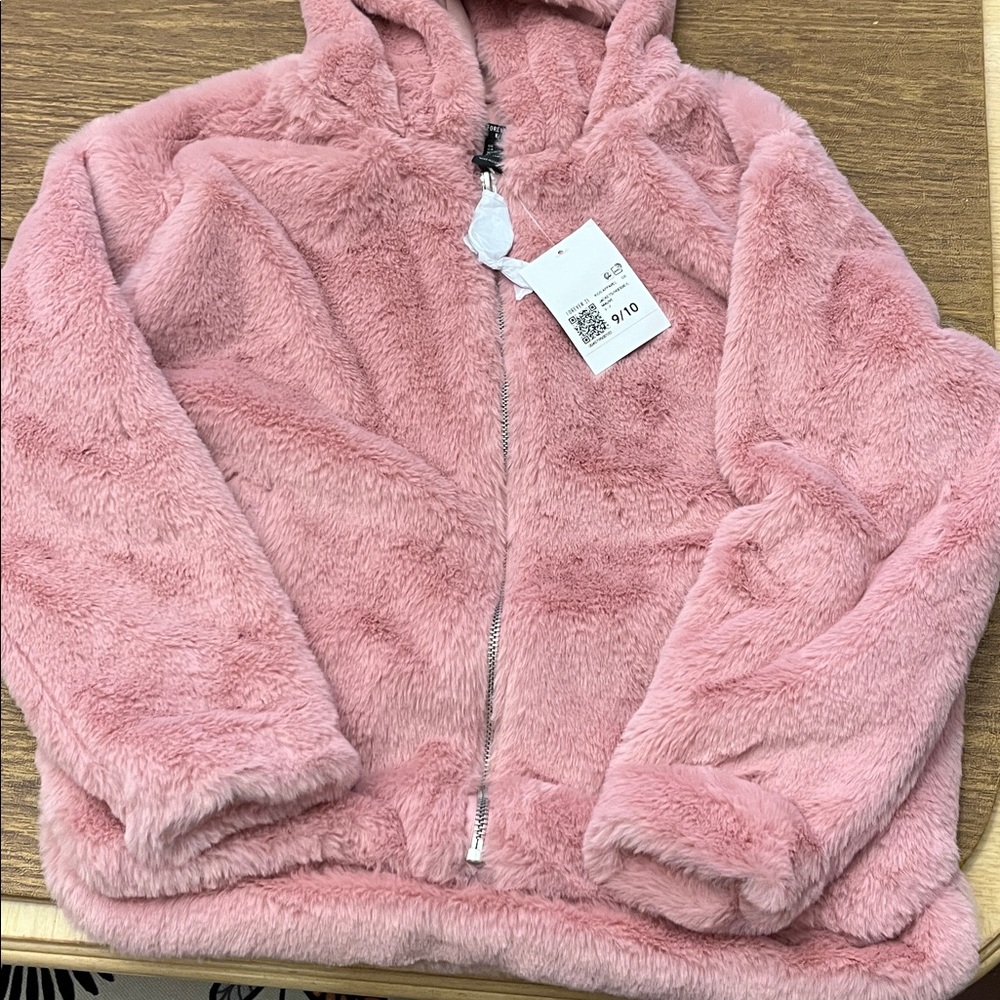 Girls Forever 21 Pink Fuzzy Hooded Jacket